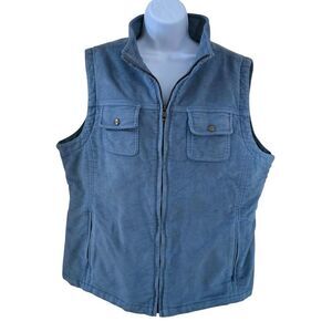 Vintage L.L. Bean Womens XL Blue Cotton Blend Full-Zip Vest cottagecore gorpcore